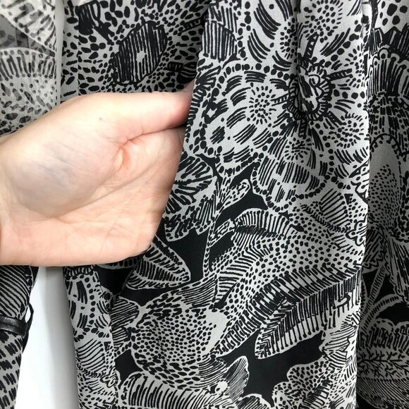 Veronica Beard Black and White Chiffon sheer Long Sleeve floral Silk Mini dress - Picture 12 of 16